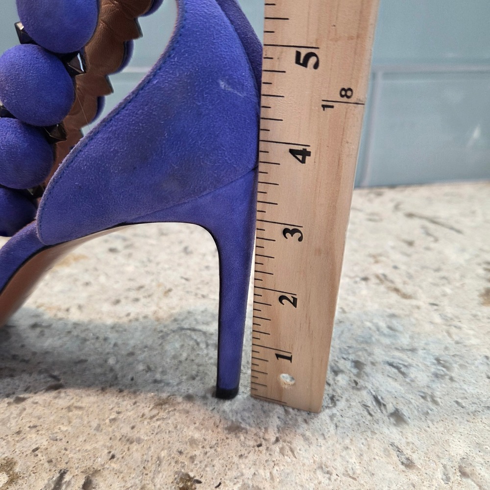 Alaia Bombe Purple Suede Studded Ankle Strap Sandals Heels 39.5 Made in Italy - Picture 5 of 16